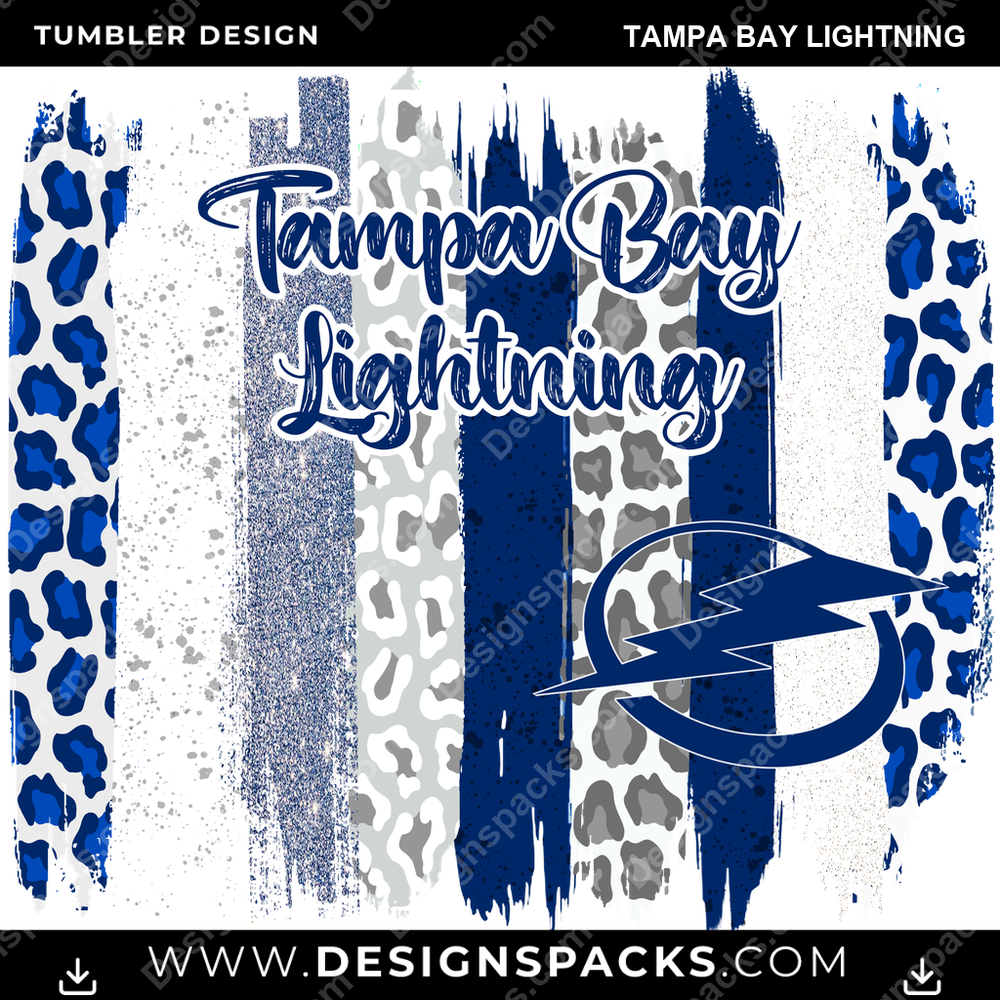 Hockey Brush Strokes Tampa Bay Lightning NHL Hockey Tumbler Digital Wrap Design Download