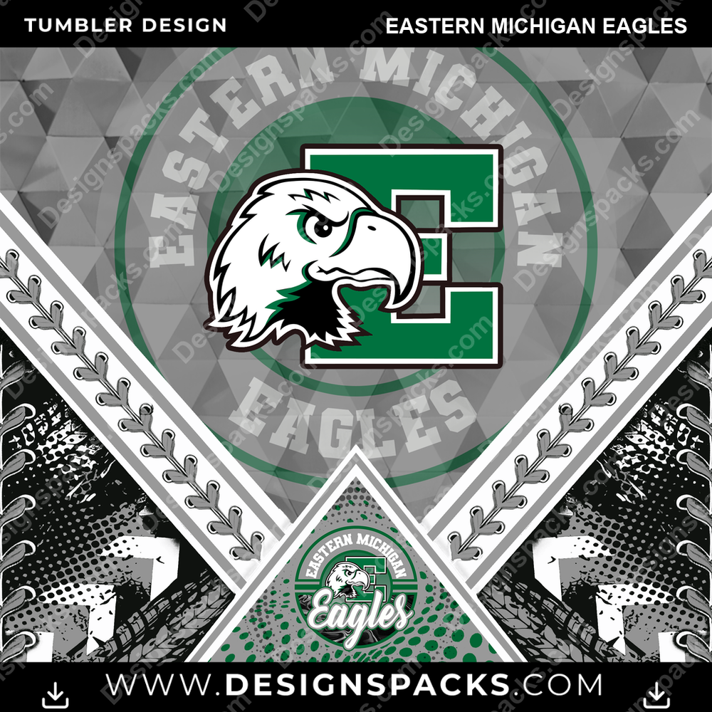 College Sport Diamond Eastern Michigan Eagles Tumbler Digital Wrap Design