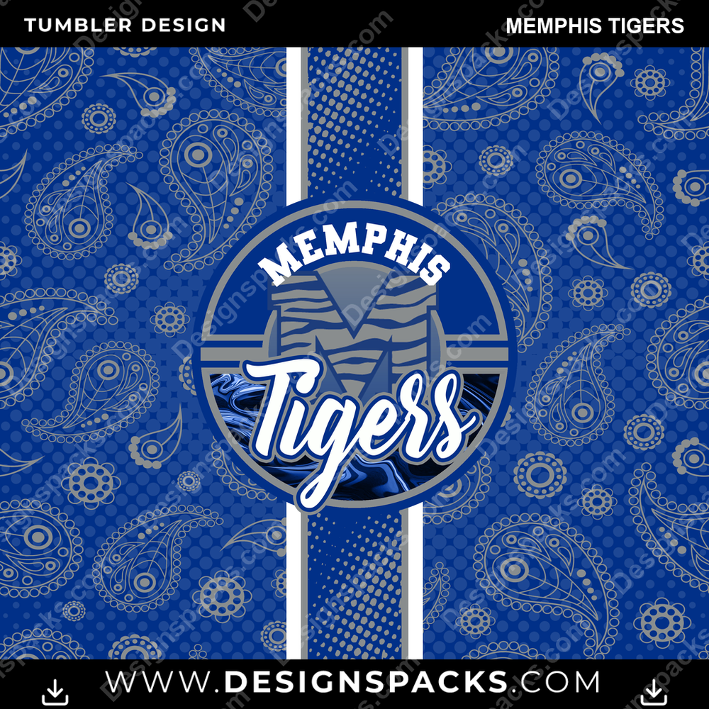 College Sport Handkerchief Memphis Tigers Tumbler Digital Wrap Design
