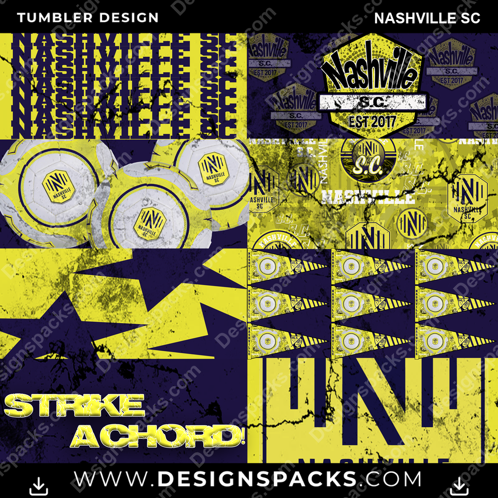 Soccer Distressed BG Nashville SC Tumbler Digital Wrap Design