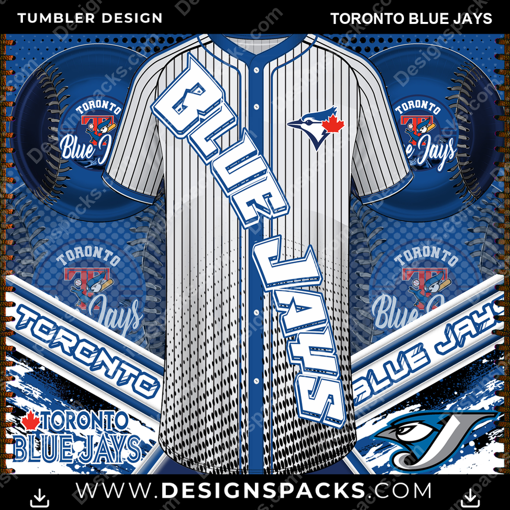 Baseball BB Jersey Toronto Blue Jays Tumbler Digital Wrap Design