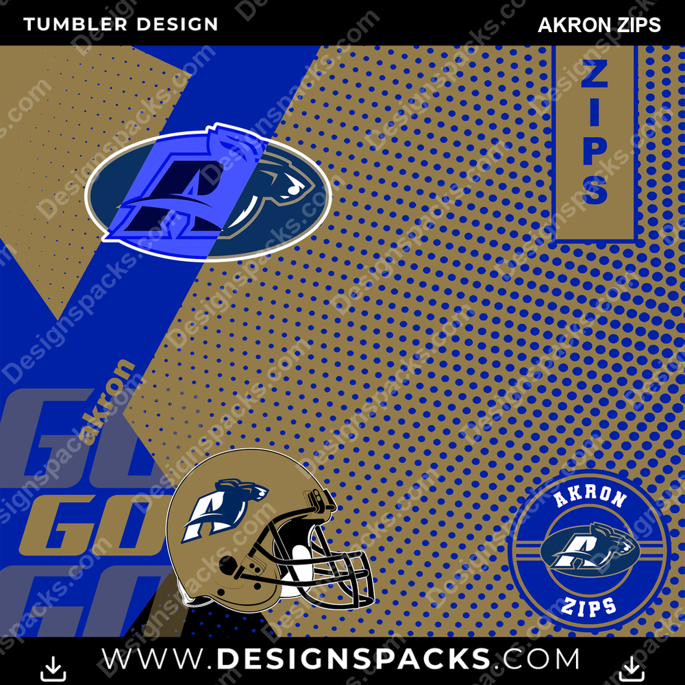 College Sport GO Akron Zips Tumbler Digital Wrap Design