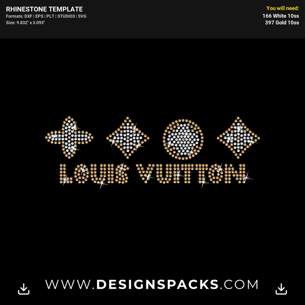 Louis Vuitton Logo Symbols Rhinestone Digital Template