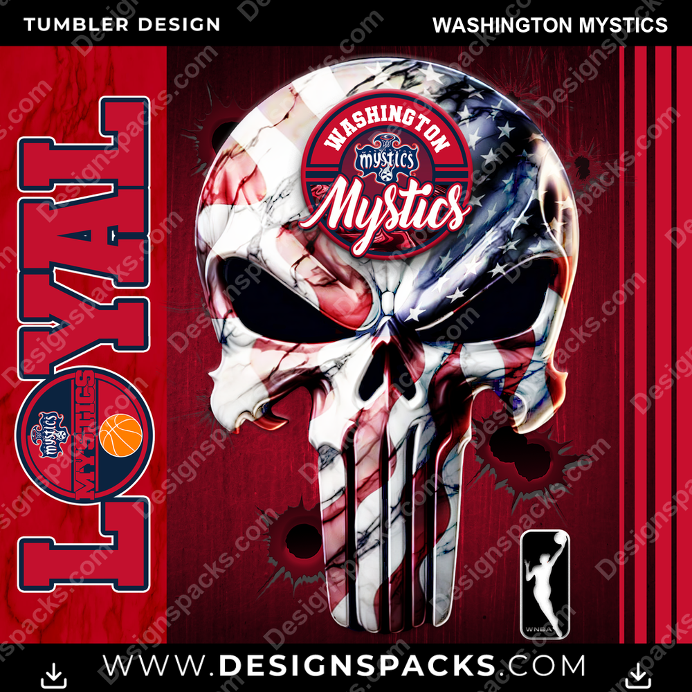 Basketball Loyal Washington Mystics Tumbler Digital Wrap Design