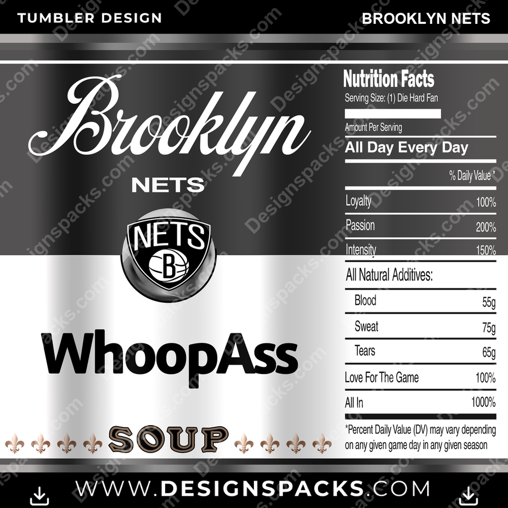 Basketball Soup Can Brooklyn Nets Tumbler Digital Wrap Design