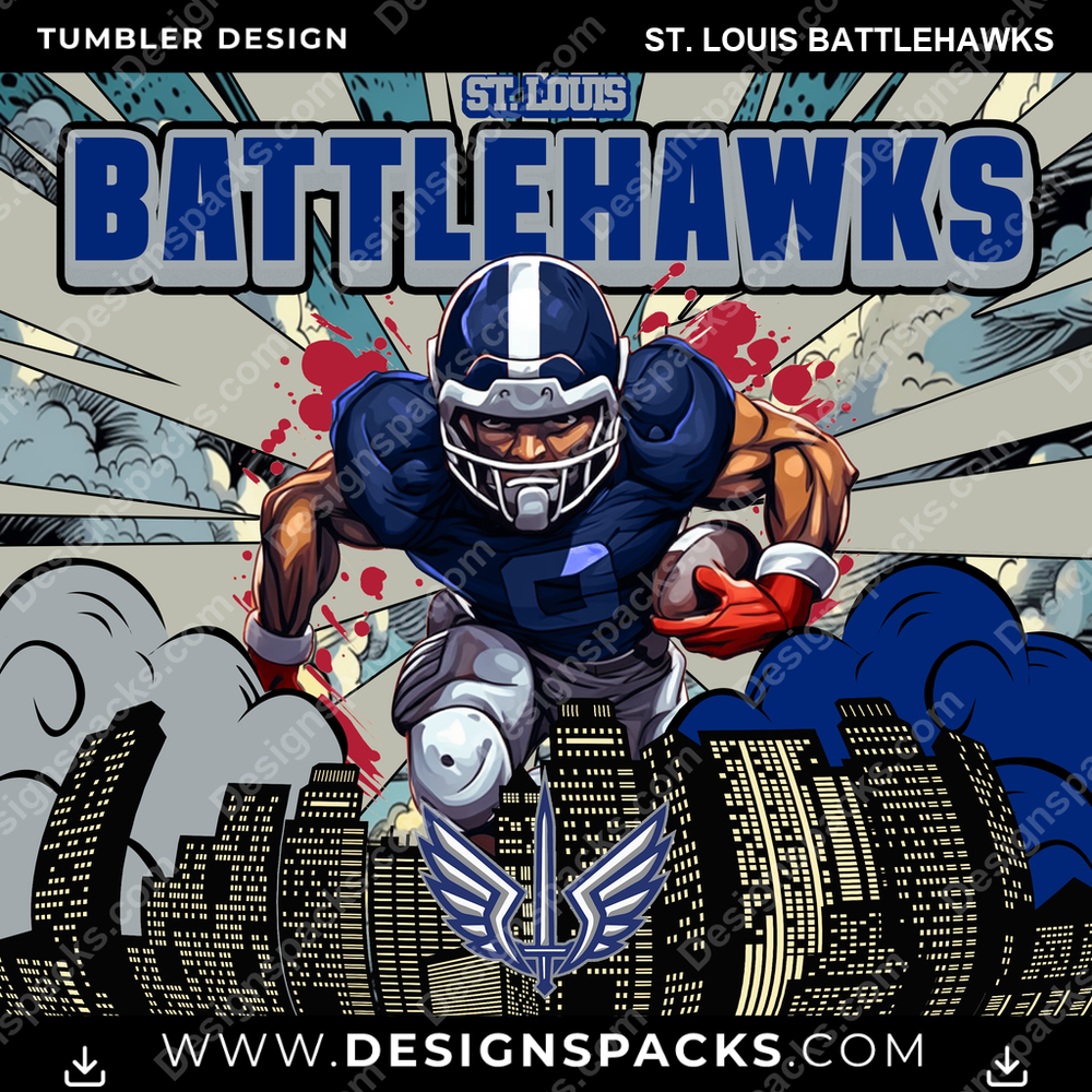 Canada Football Comic Cover St. Louis Battlehawks CFL Canada Tumbler Digital Wrap Design Download