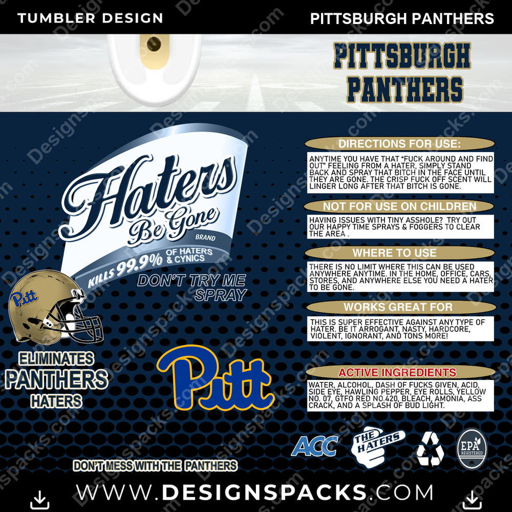 College Sport Haters Be Gone Pittsburgh Panthers NCAA College Sport Tumbler Digital Wrap Design Download
