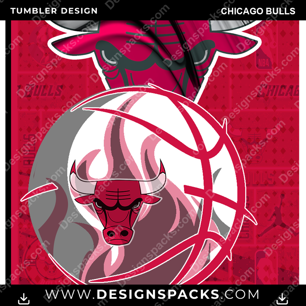 Basketball Posters Chicago Bulls Tumbler Digital Wrap Design
