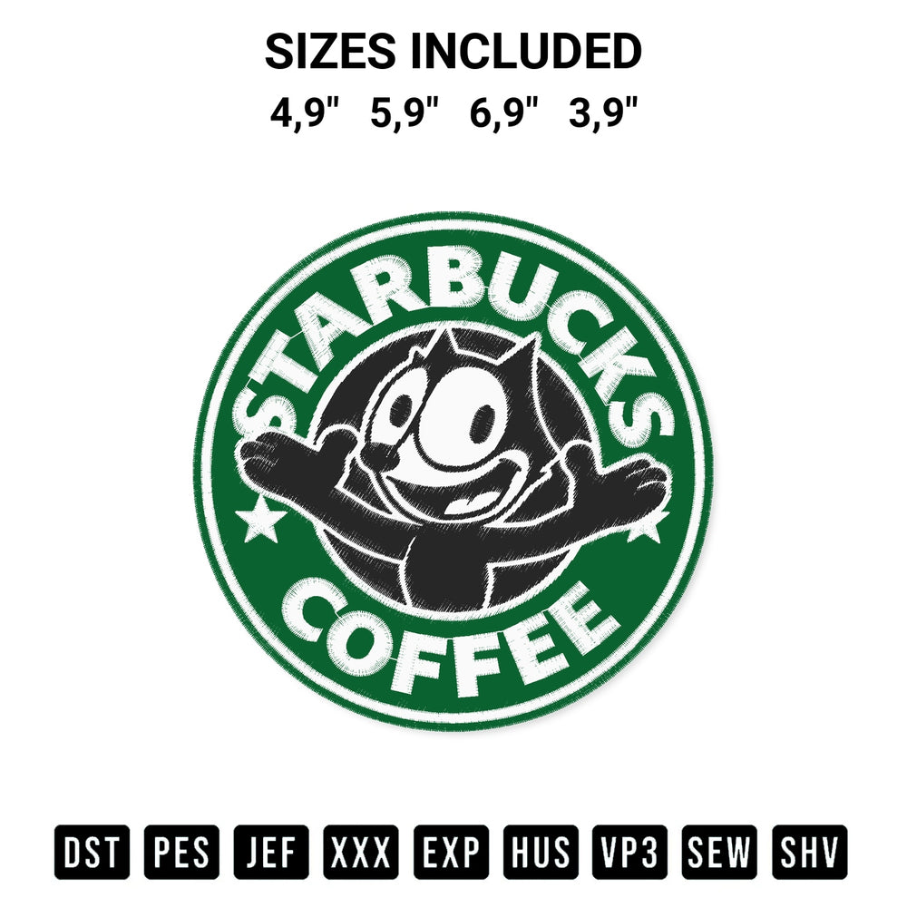 Elevate your next project with our Starbucks Coffee With Felix The Cat Kids Gift Funny Starbucks Logo Embroidery Design embroidery file. Shop high-quality digital patterns instantly at Designspacks.com. Available sizes: 4,9", 5,9", 6,9", 3,9".