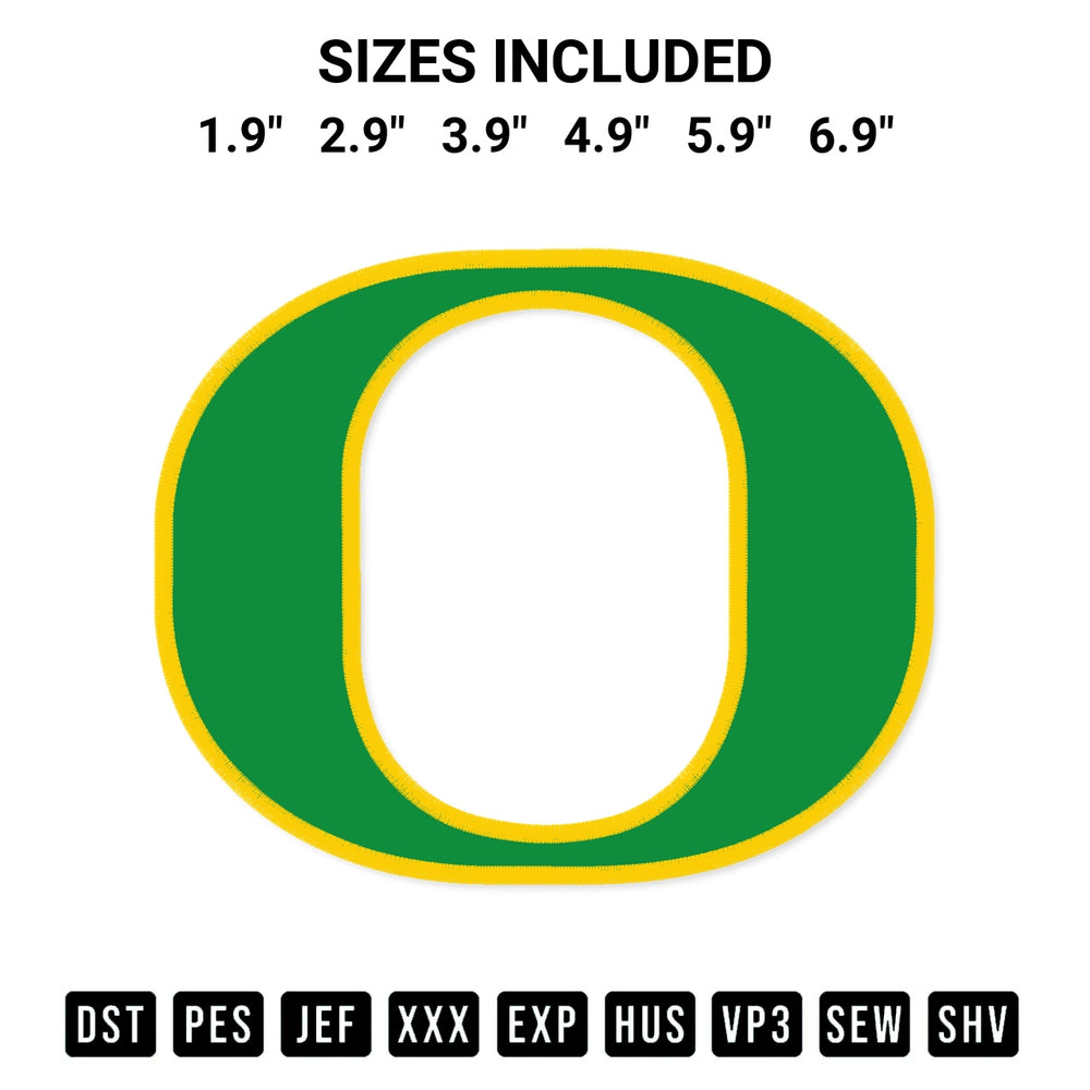Discover the perfect addition to your crafting collection: Oregon Ducks Logo Embroidery Design embroidery file. Instantly available at Designspacks.com. Available sizes: 1.9", 2.9", 3.9", 4.9", 5.9", 6.9".
