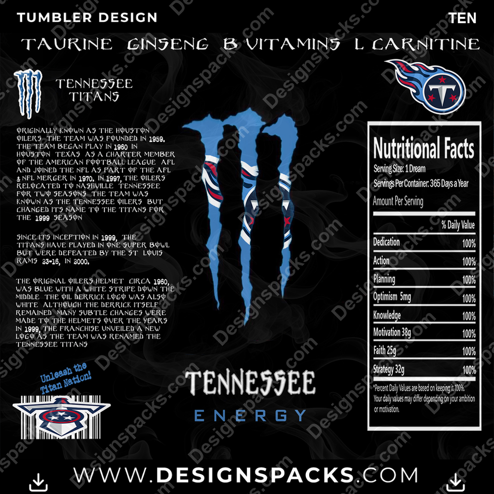 Football MONSTER ENERGY TEN NFL Tumbler Digital Wrap Design Download