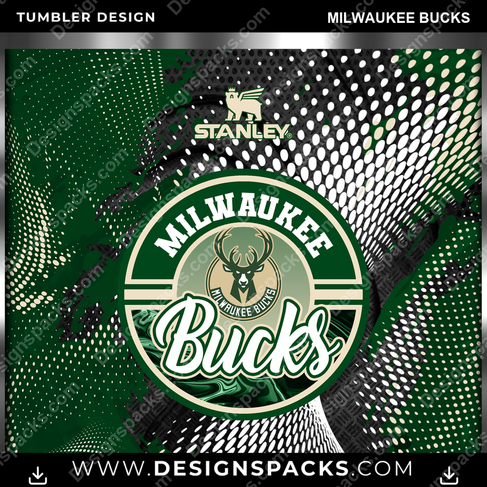 Basketball Stanley Milwaukee Bucks Tumbler Digital Wrap Design