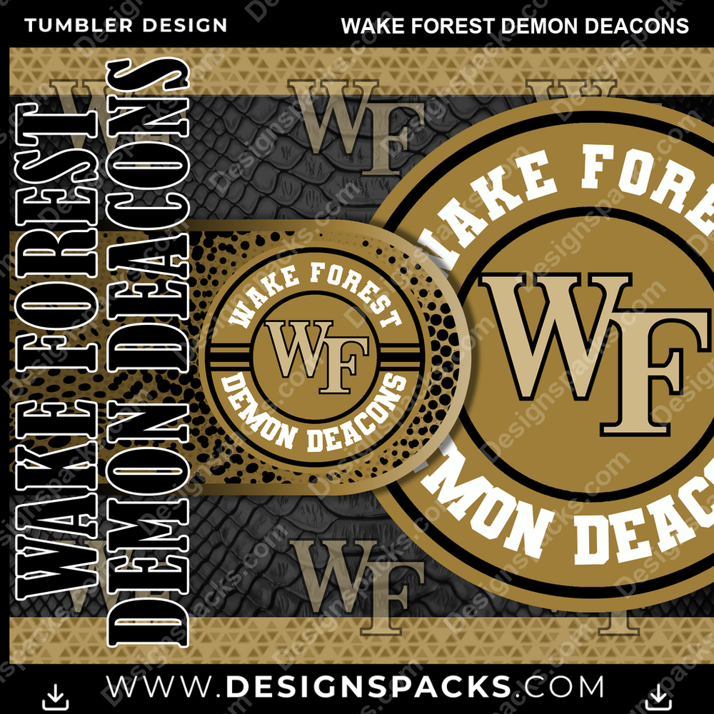 College Sport Hyper Wake Forest Demon Deacons Tumbler Digital Wrap Design