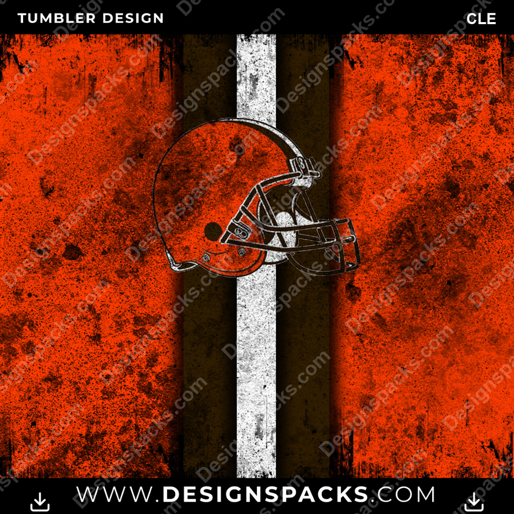 Football Grunge Style CLE Tumbler Digital Wrap Design