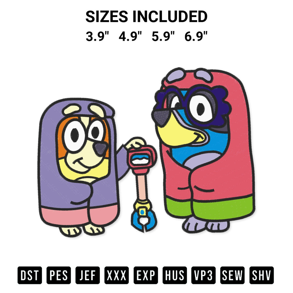 Stitch like a pro with the Mums And Dads Bluey Embroidery Design embroidery pattern from Designspacks.com. High-quality digital machine embroidery file. Available sizes: 3.9", 4.9", 5.9", 6.9".