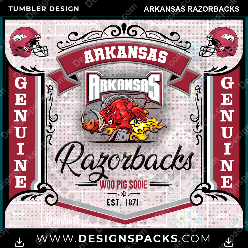 College Sport Bud Arkansas Razorbacks Tumbler Digital Wrap Design