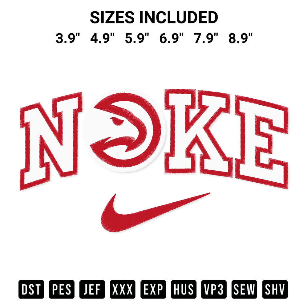 Create amazing crafts with the Nike Atlanta Hawks Embroidery Design embroidery file. High-quality digital download from Designspacks.com, perfect for beginners and pros. Available sizes: 3.9", 4.9", 5.9", 6.9", 7.9", 8.9".