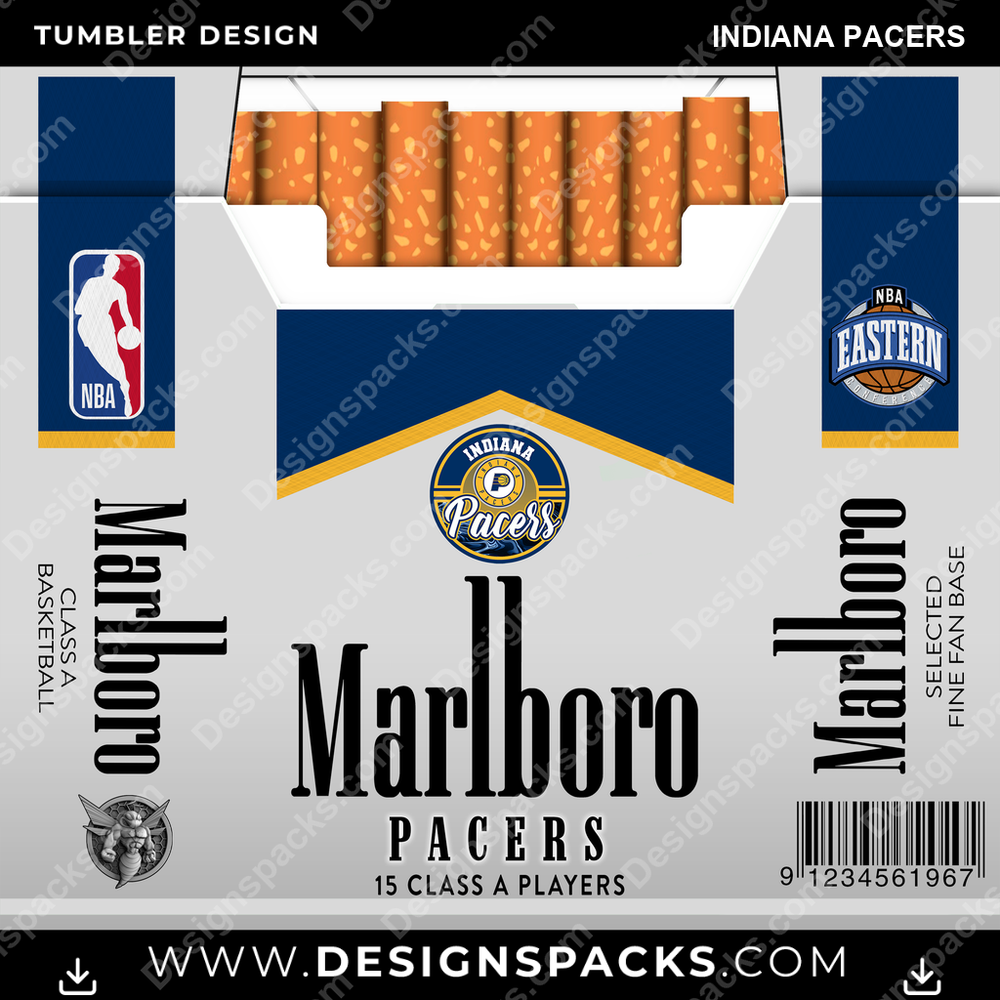 Basketball Marlboro Indiana Pacers NBA Basketball Tumbler Digital Wrap Design Download