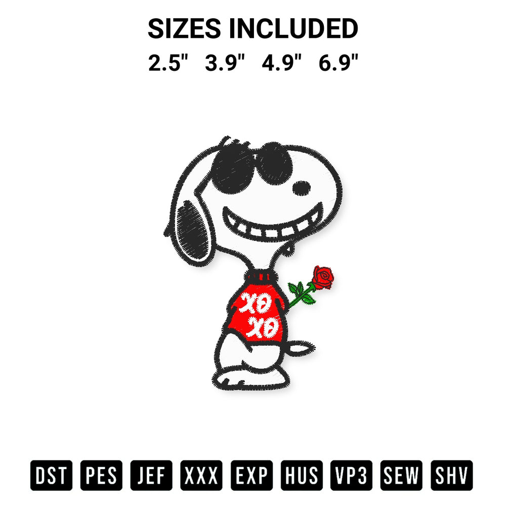 Download the Xoxo Snoopy Valentine Embroidery Design machine embroidery design exclusively at Designspacks.com. Premium digitized pattern for apparel and DIY crafts. Available sizes: 2.5", 3.9", 4.9", 6.9".