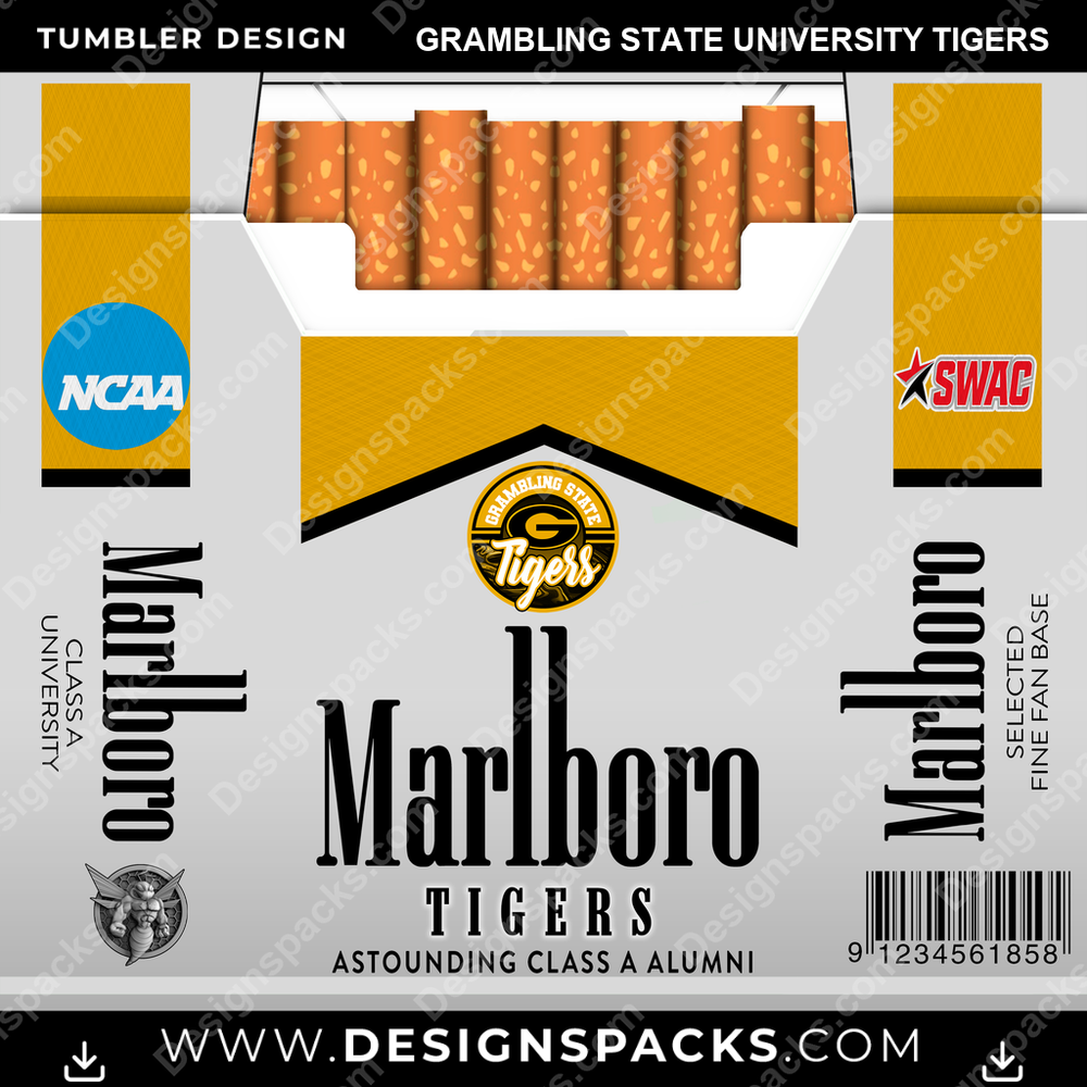 College Sport Marlboro Grambling State University Tigers Tumbler Digital Wrap Design