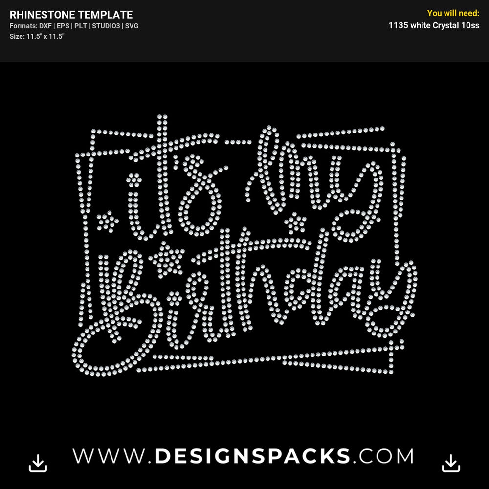 Its My Birthday Stars Grouped Frame Rhinestone Digital Template