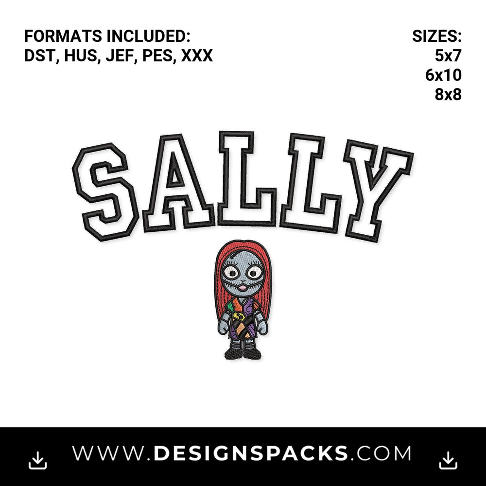 Sally Varsity Ragdoll Applique Embroidery Design - Instant digital download pattern at Designspacks.com