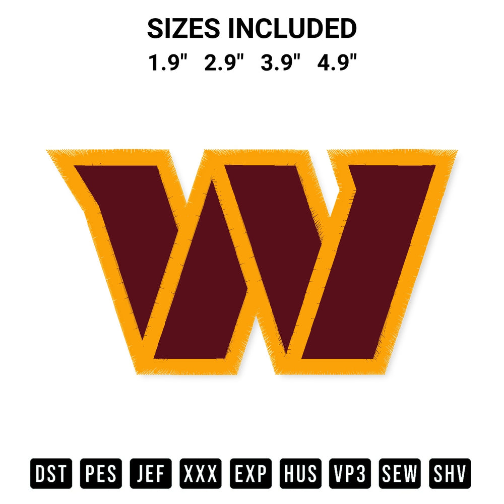 Download the Washington Commanders Logo Embroidery Design machine embroidery design exclusively at Designspacks.com. Premium digitized pattern for apparel and DIY crafts. Available sizes: 1.9", 2.9", 3.9", 4.9".