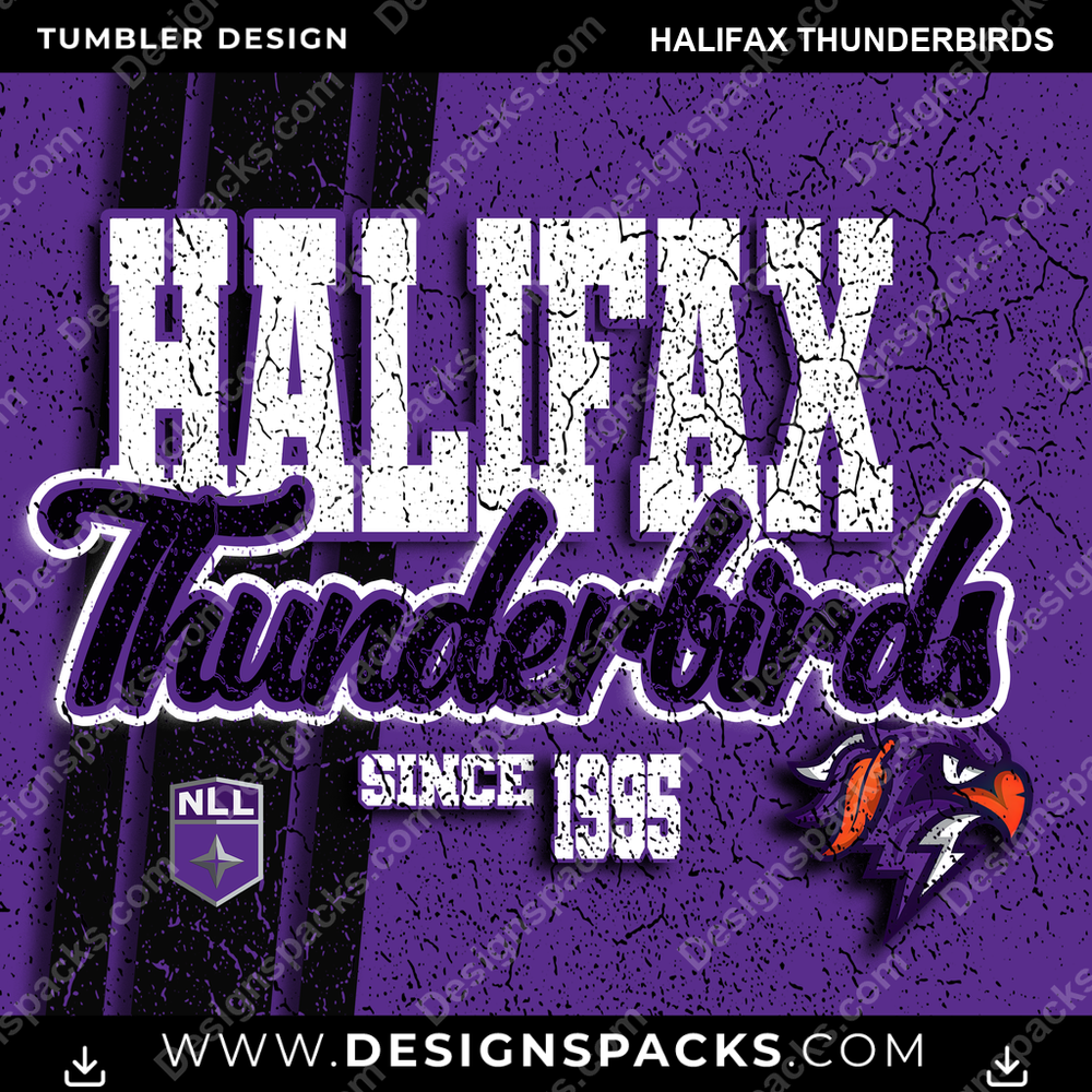 Lacrosse Grunge Halifax Thunderbirds Tumbler Digital Wrap Design