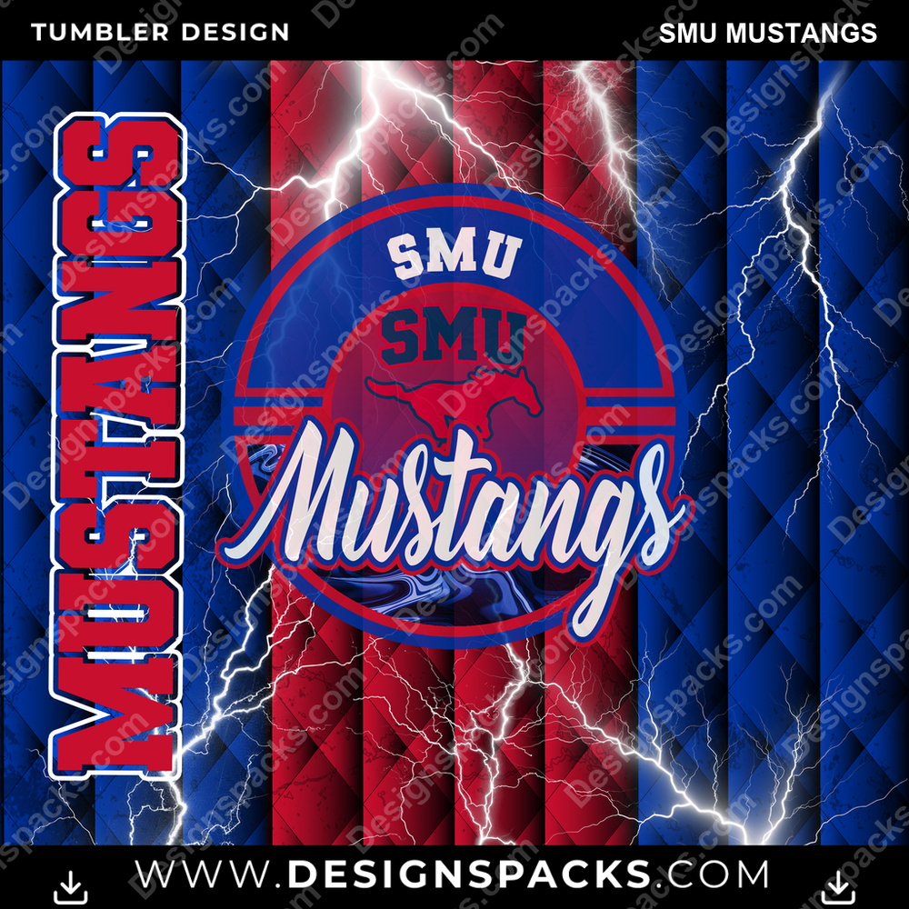 College Sport Diamond SMU Mustangs Tumbler Digital Wrap Design