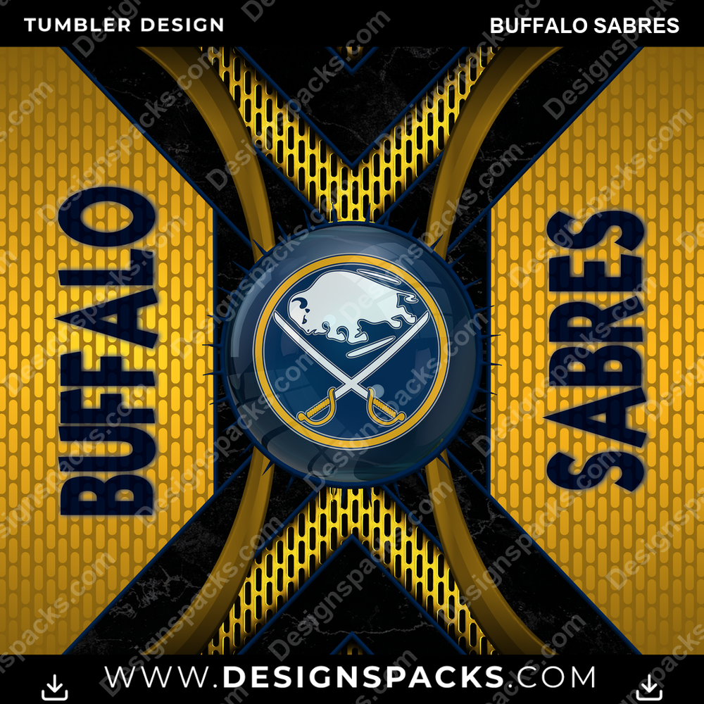 Ice Hockey Metal Grating Buffalo Sabres Tumbler Digital Wrap Design