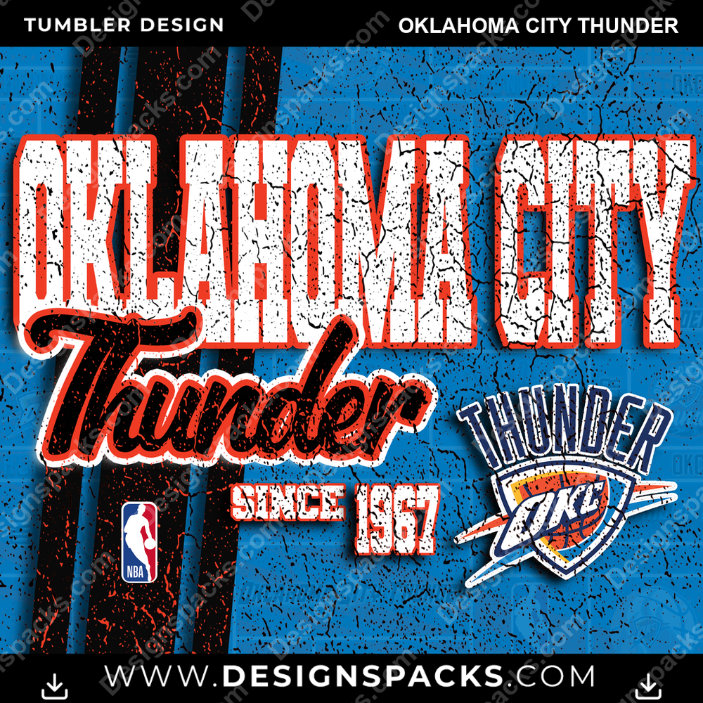 Basketball Grunge Oklahoma City Thunder Tumbler Digital Wrap Design