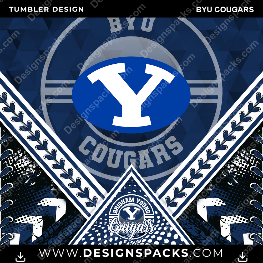 College Sport Diamond BYU Cougars Tumbler Digital Wrap Design