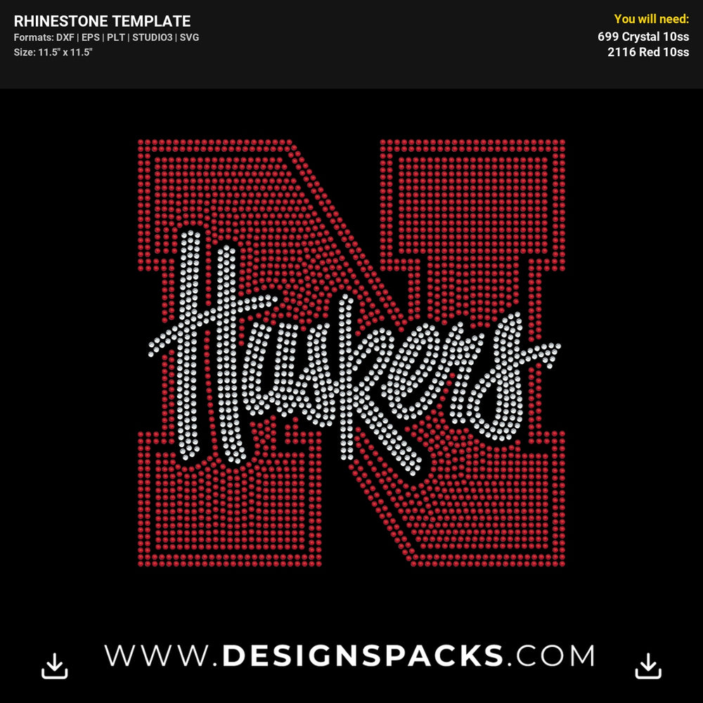 Nebraska Cornhuskers Logo Rhinestone Digital Template