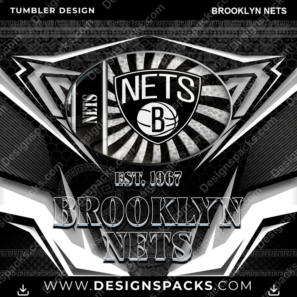 Basketball Tribal Brooklyn Nets Tumbler Digital Wrap Design