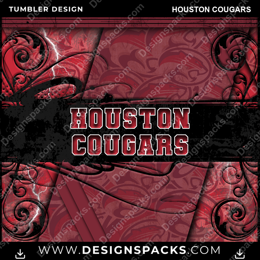 College Sport Elegant Houston Cougars Tumbler Digital Wrap Design