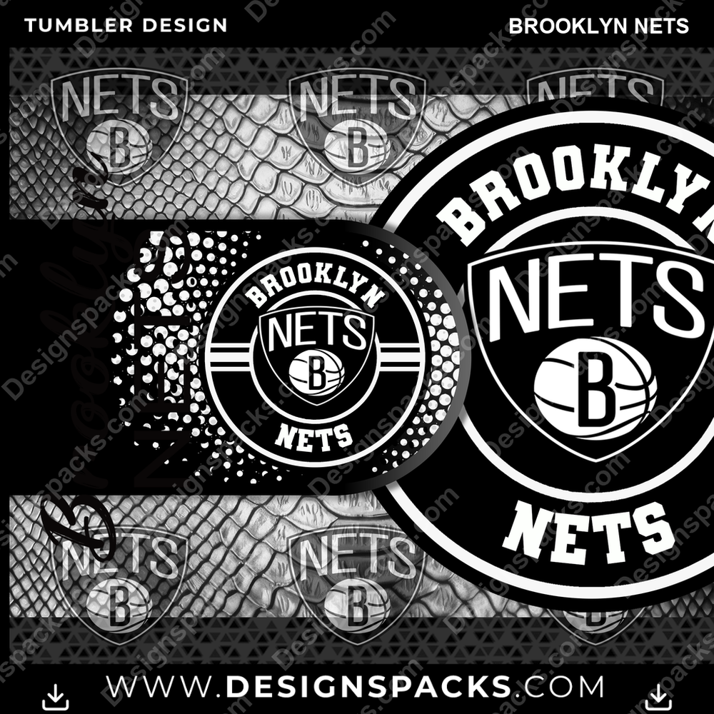 Basketball Hyper Brooklyn Nets Tumbler Digital Wrap Design