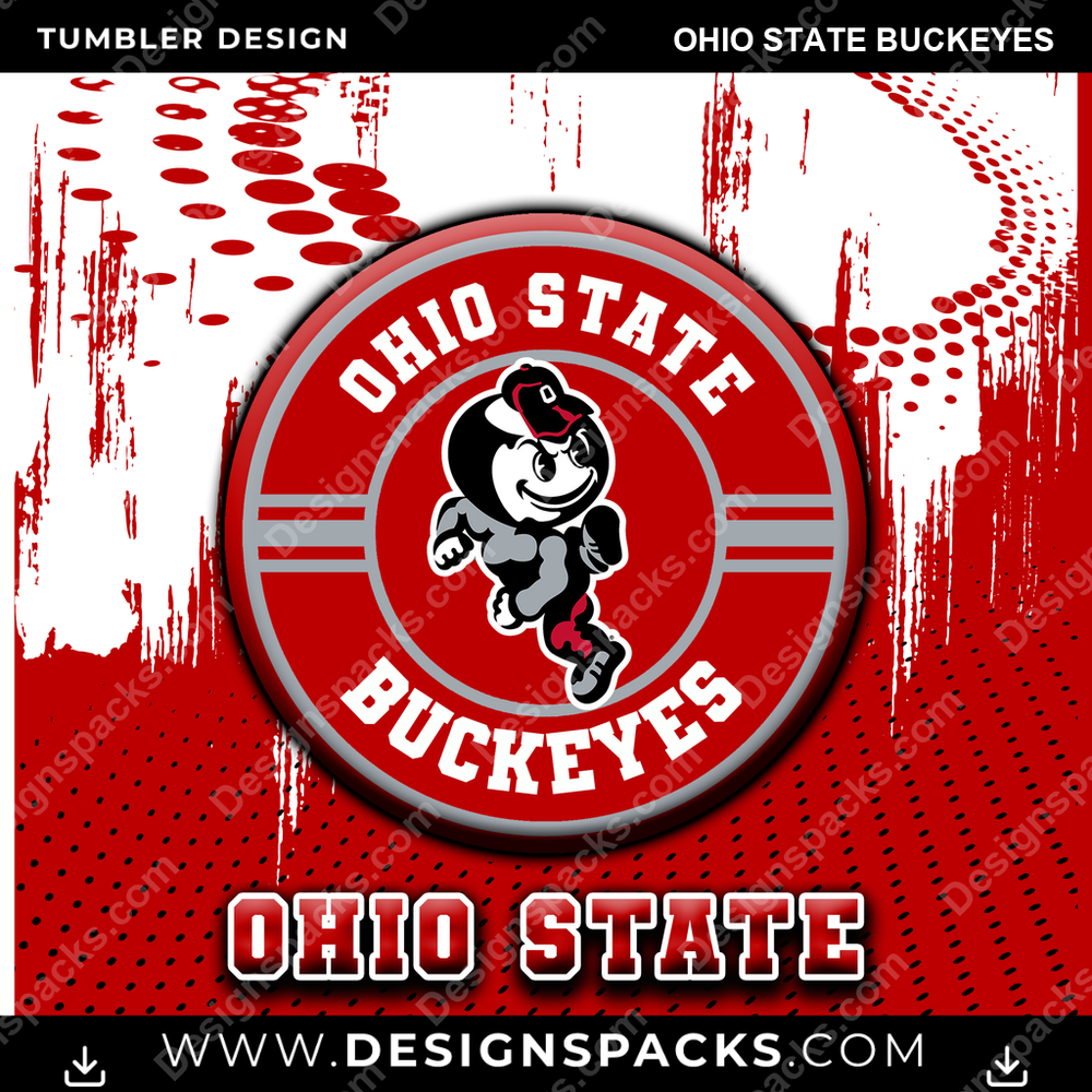 College Sport Dot Logo Ohio State Buckeyes Tumbler Digital Wrap Design