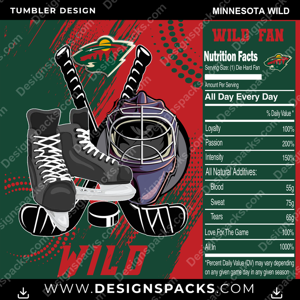 Ice Hockey Team Fan Minnesota Wild NHL Hockey Tumbler Digital Wrap Design Download