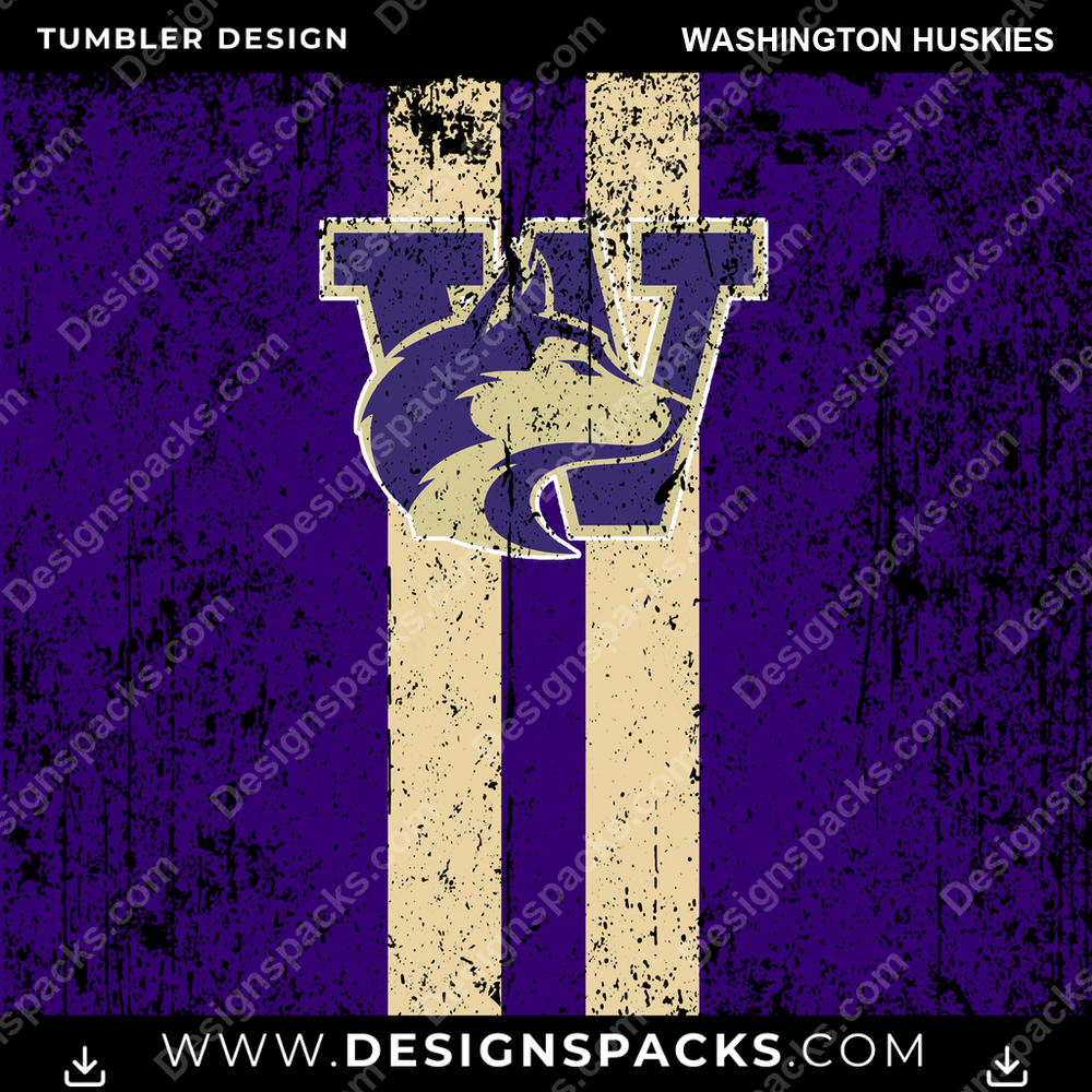 College Sport Grunge Style Washington Huskies NCAA College Sport Tumbler Digital Wrap Design Download