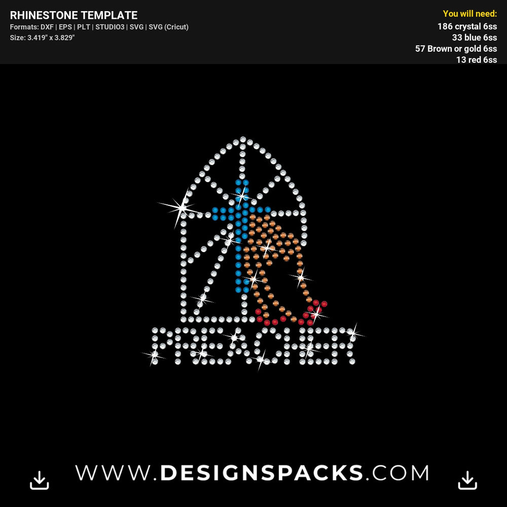 Preacher Faith Religious Ministry Rhinestone Digital Template