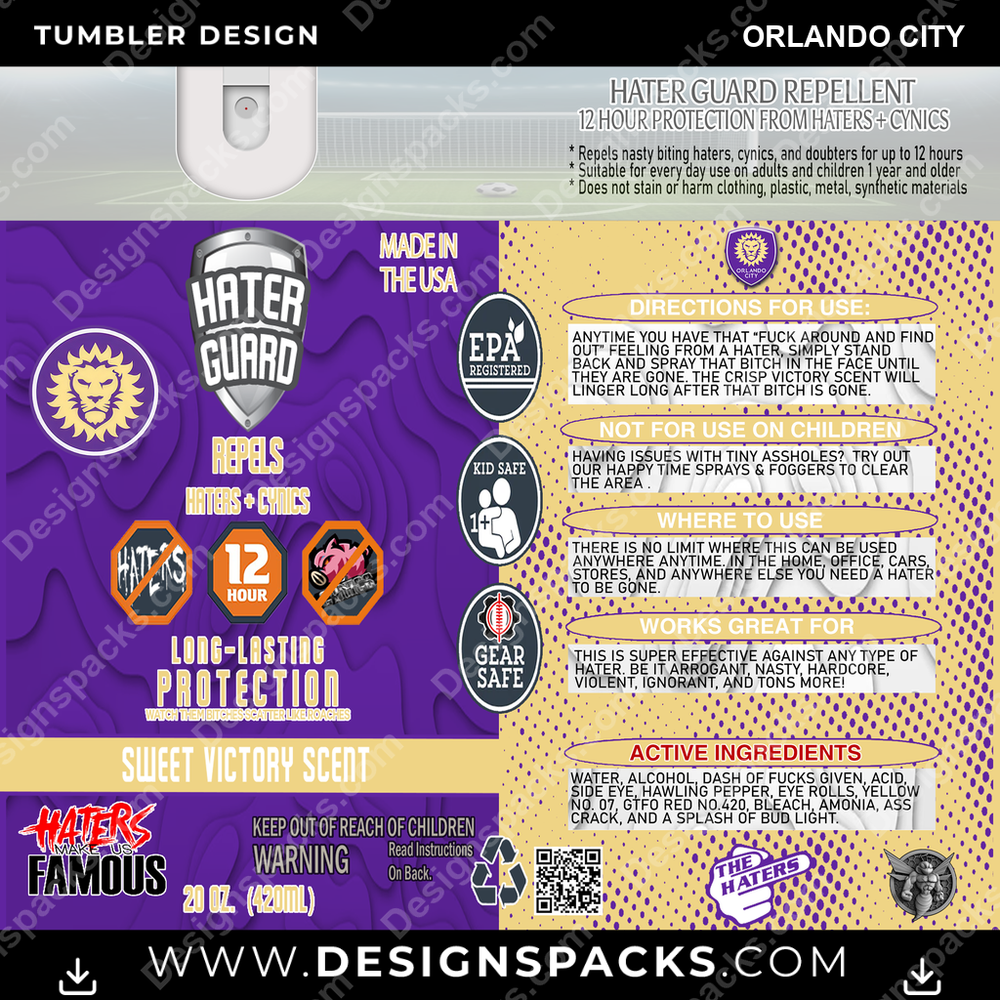 US Soccer Hater Guard Orlando City Tumbler Digital Wrap Design