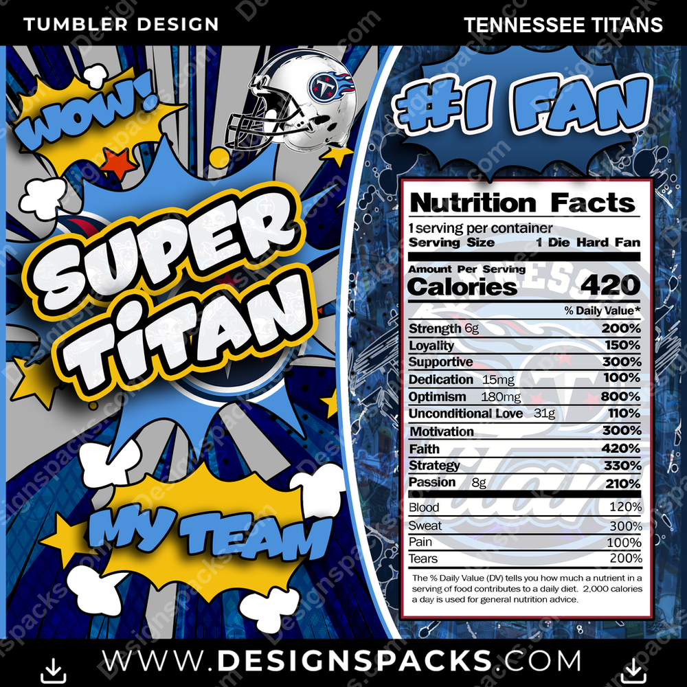 Football Super Team Tennessee Titans Tumbler Digital Wrap Design