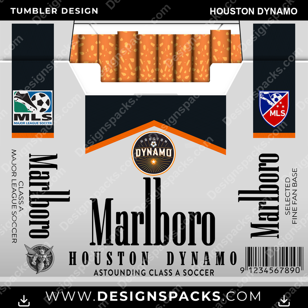 US Soccer Marlboro HOUSTON DYNAMO Tumbler Digital Wrap Design