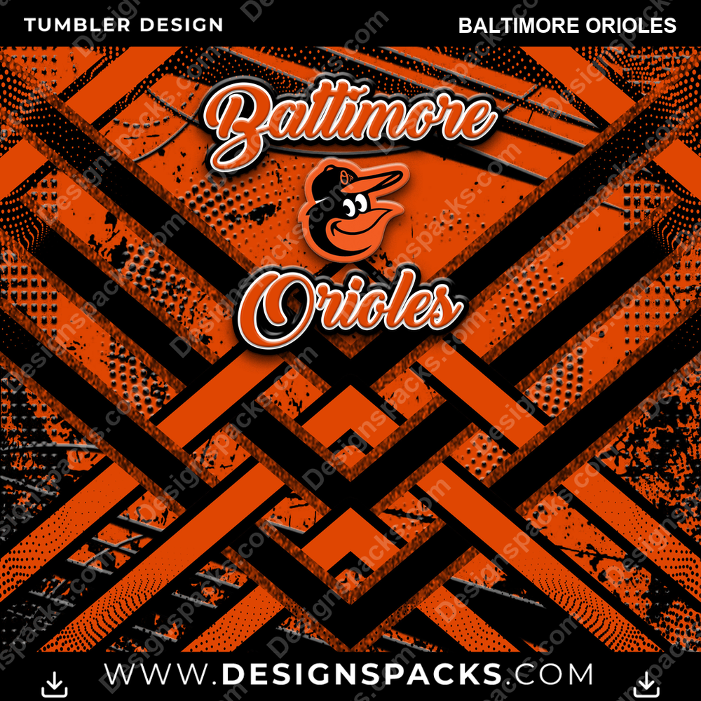 Baseball Glitter Stripe Baltimore Orioles Tumbler Digital Wrap Design