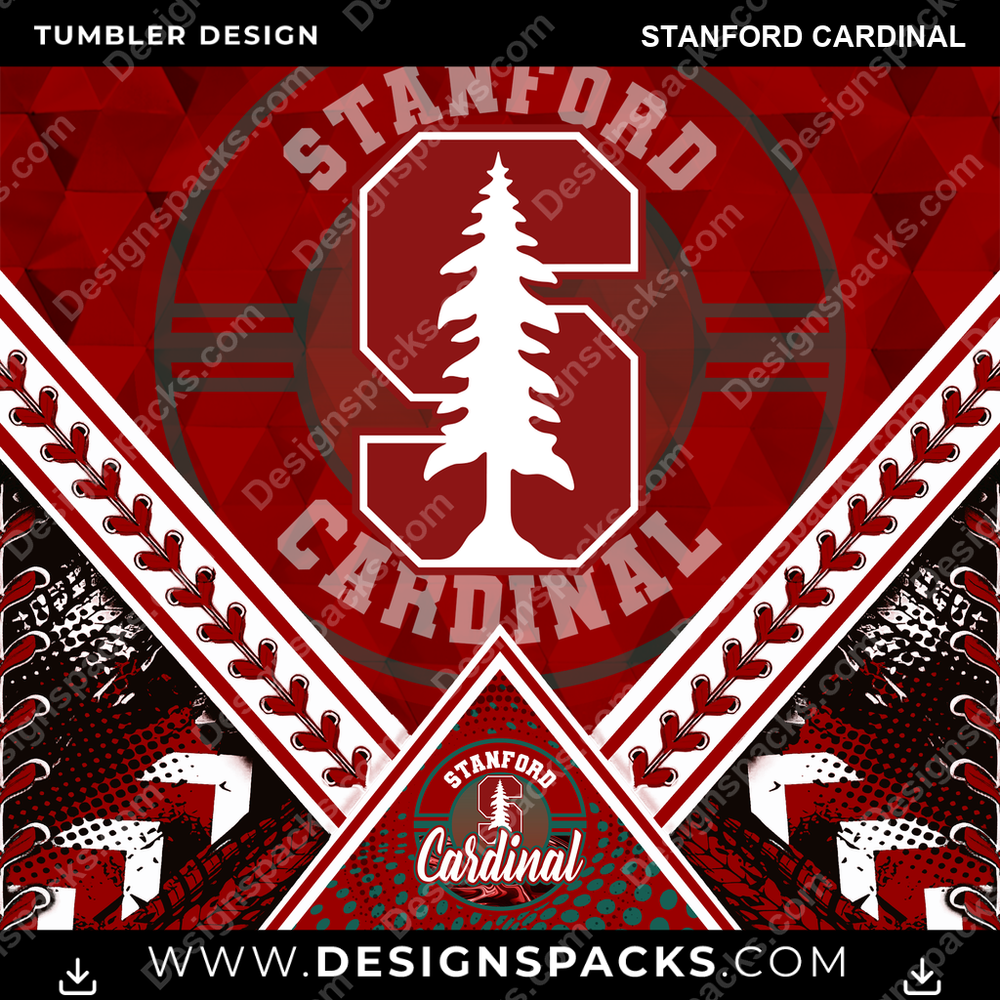 College Sport Diamond Stanford Cardinal Tumbler Digital Wrap Design