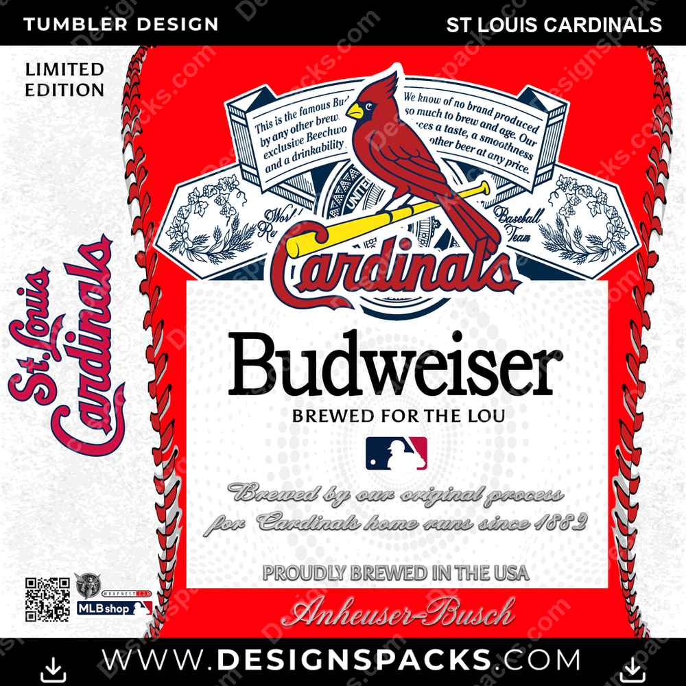 Baseball Bud St Louis Cardinals Tumbler Digital Wrap Design