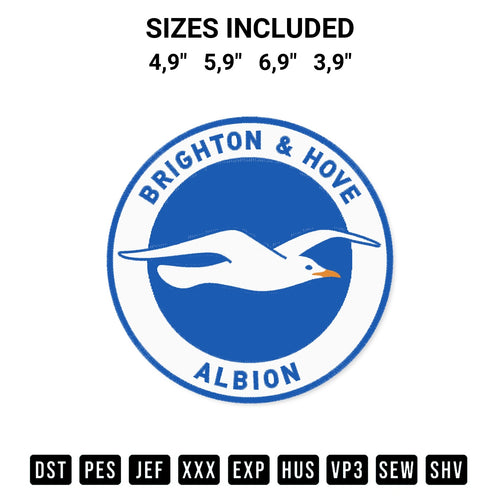 Download the Brighton Hove Albion Football Club Logo Embroidery Design machine embroidery design exclusively at Designspacks.com. Premium digitized pattern for apparel and DIY crafts. Available sizes: 4,9