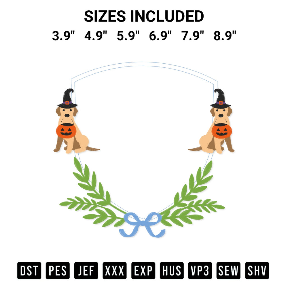 Stitch like a pro with the Witch Dog Frame Embroidery Design embroidery pattern from Designspacks.com. High-quality digital machine embroidery file. Available sizes: 3.9", 4.9", 5.9", 6.9", 7.9", 8.9".