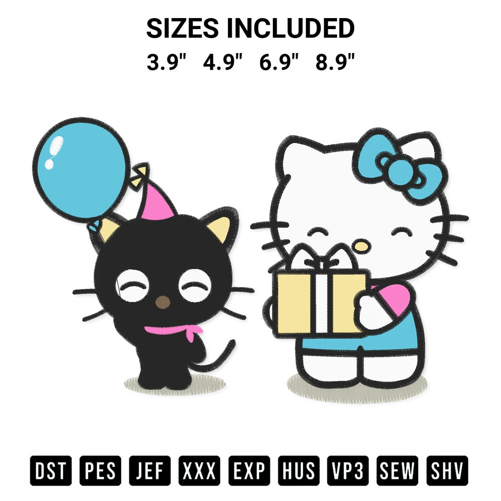Discover the perfect addition to your crafting collection: Funny Cat Happy Birthday Embroidery Design embroidery file. Instantly available at Designspacks.com. Available sizes: 3.9", 4.9", 6.9", 8.9".