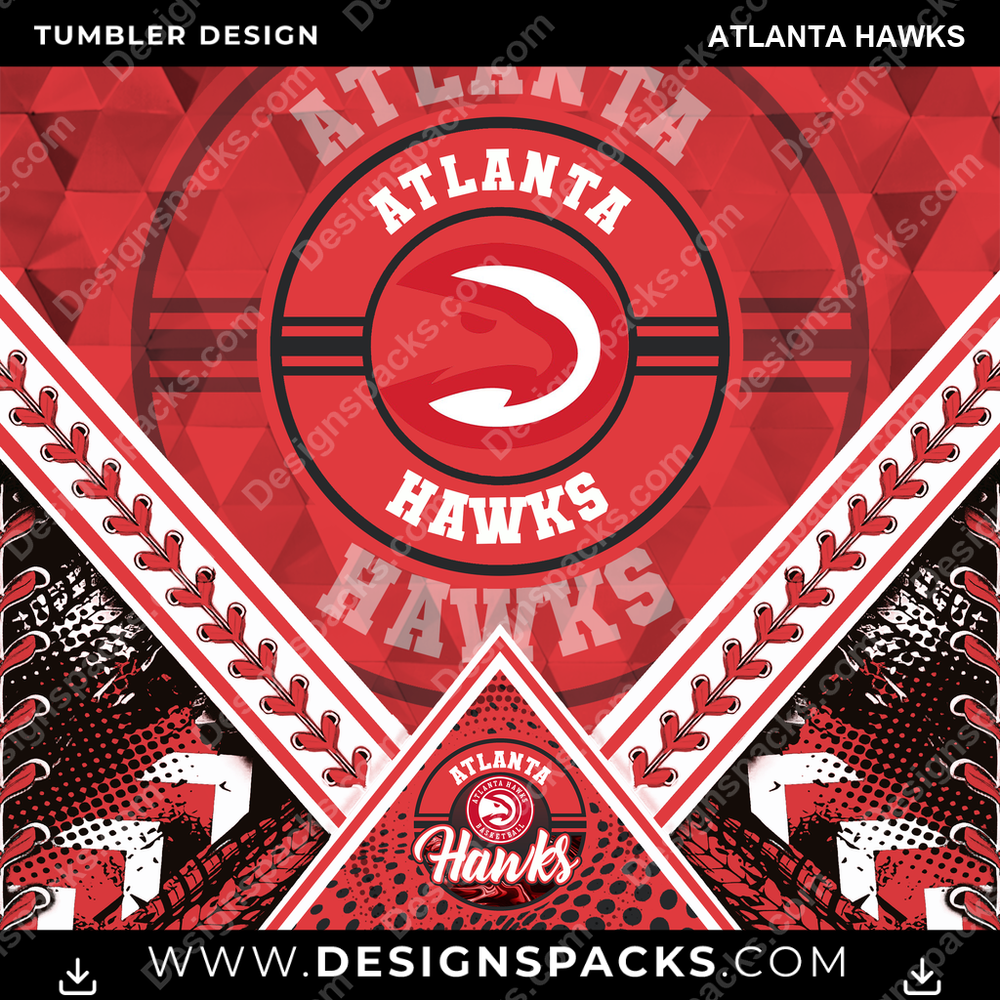 Basketball Diamond Atlanta Hawks Tumbler Digital Wrap Design